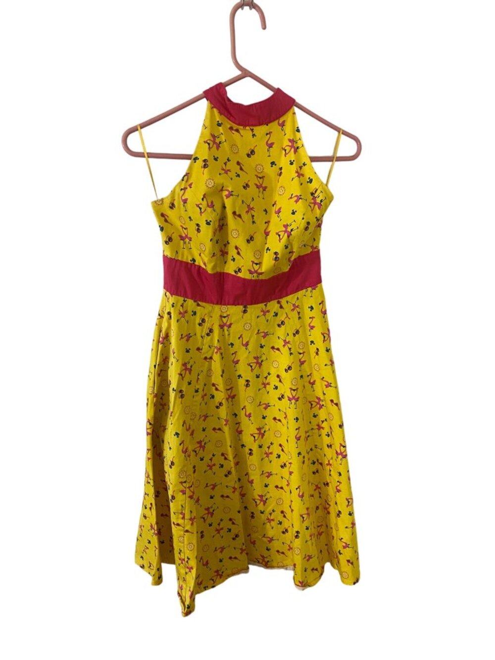 Disney Store The Dress Shop Women's Yellow Pink Flamingo Sun Dress - Small